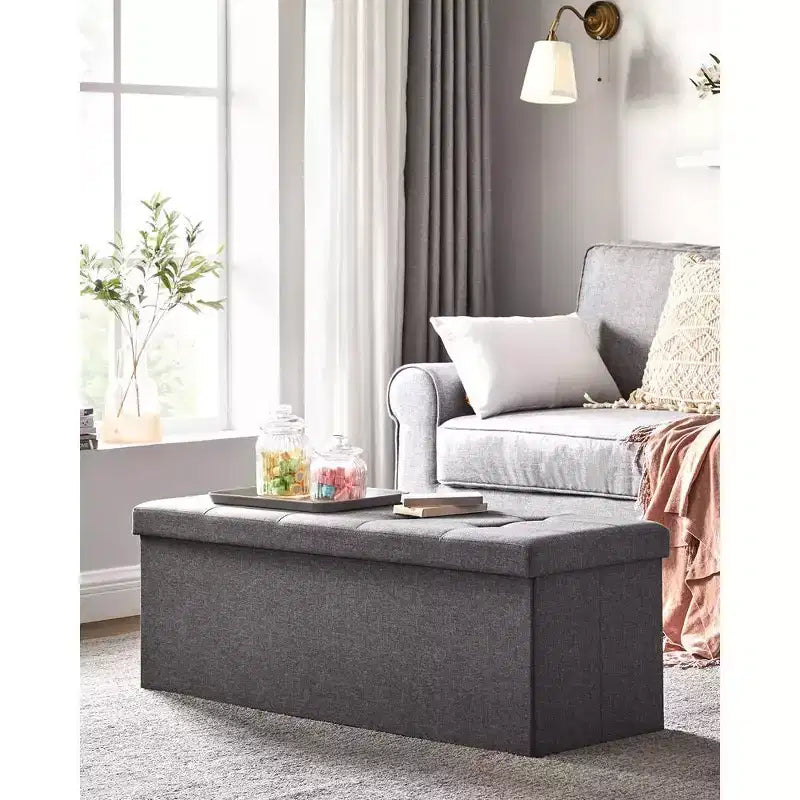 Banc Coffre de Rangement Pouf de Rangement Repose-Pieds Supporte jusqu'à 300 kg pour Chambre à Coucher Salon