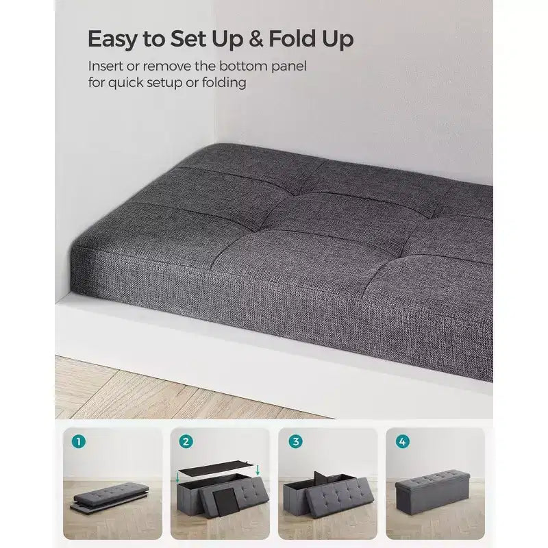 Banc Coffre de Rangement Pouf de Rangement Repose-Pieds Supporte jusqu'à 300 kg pour Chambre à Coucher Salon