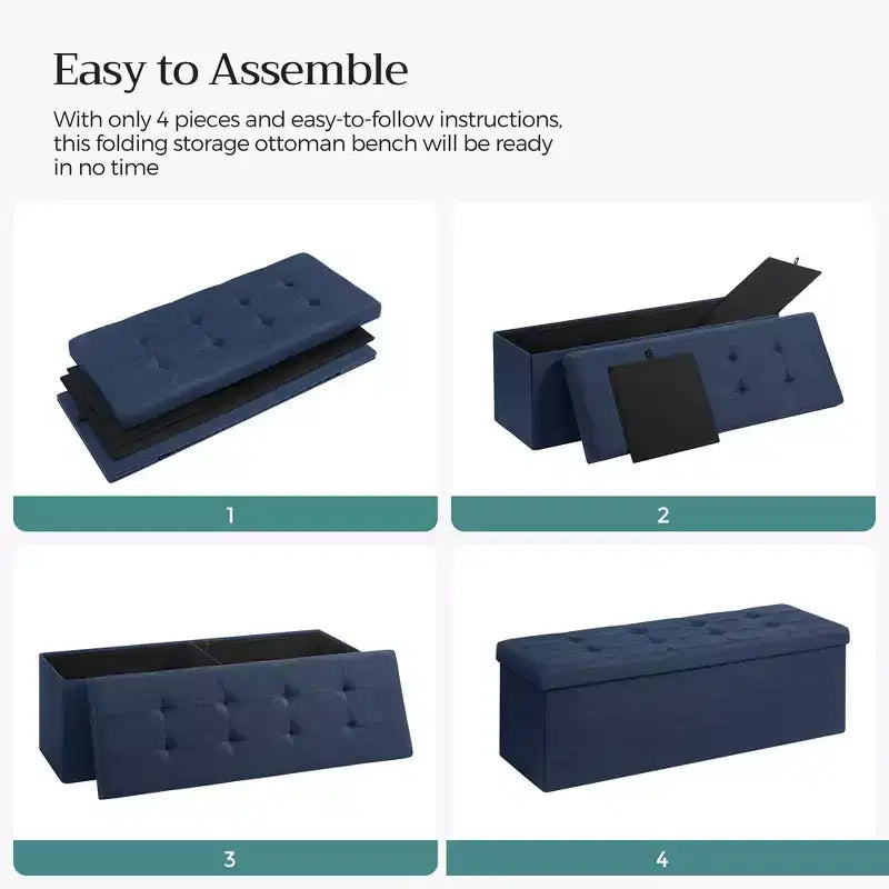 Banc Coffre de Rangement Pouf de Rangement Repose-Pieds Supporte jusqu'à 300 kg pour Chambre à Coucher Salon
