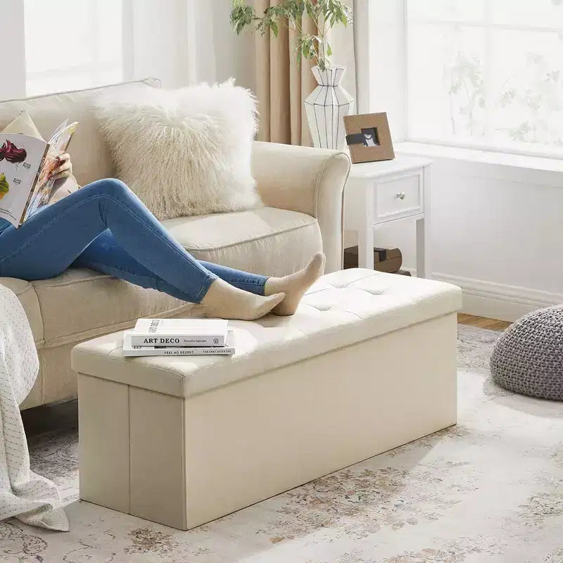 Banc Coffre de Rangement Pouf de Rangement Repose-Pieds Supporte jusqu'à 300 kg pour Chambre à Coucher Salon