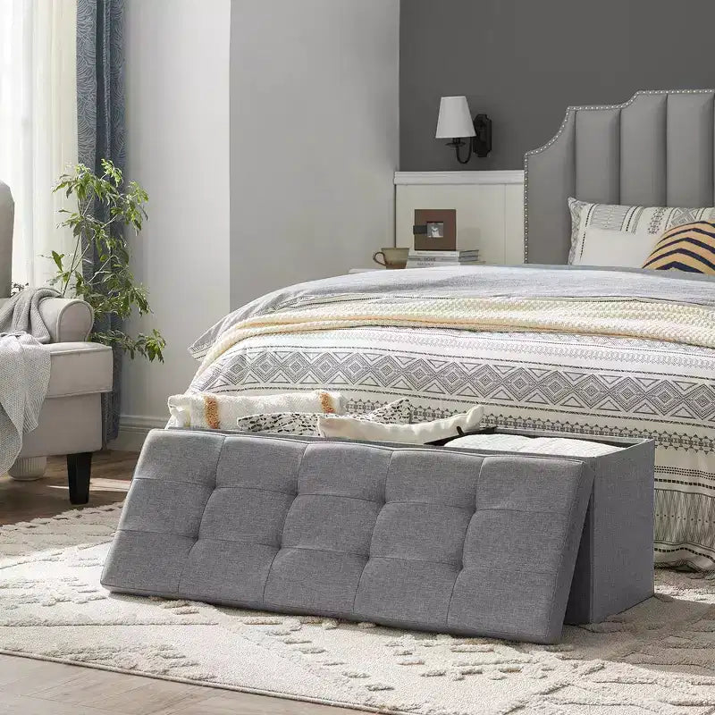 Banc Coffre de Rangement Pouf de Rangement Repose-Pieds Supporte jusqu'à 300 kg pour Chambre à Coucher Salon
