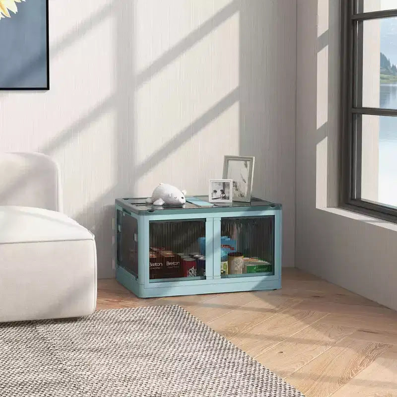 Boîtes de rangement pliables avec couvercles et roulettes, bac de rangement empilable pour chambre, salon, bureau