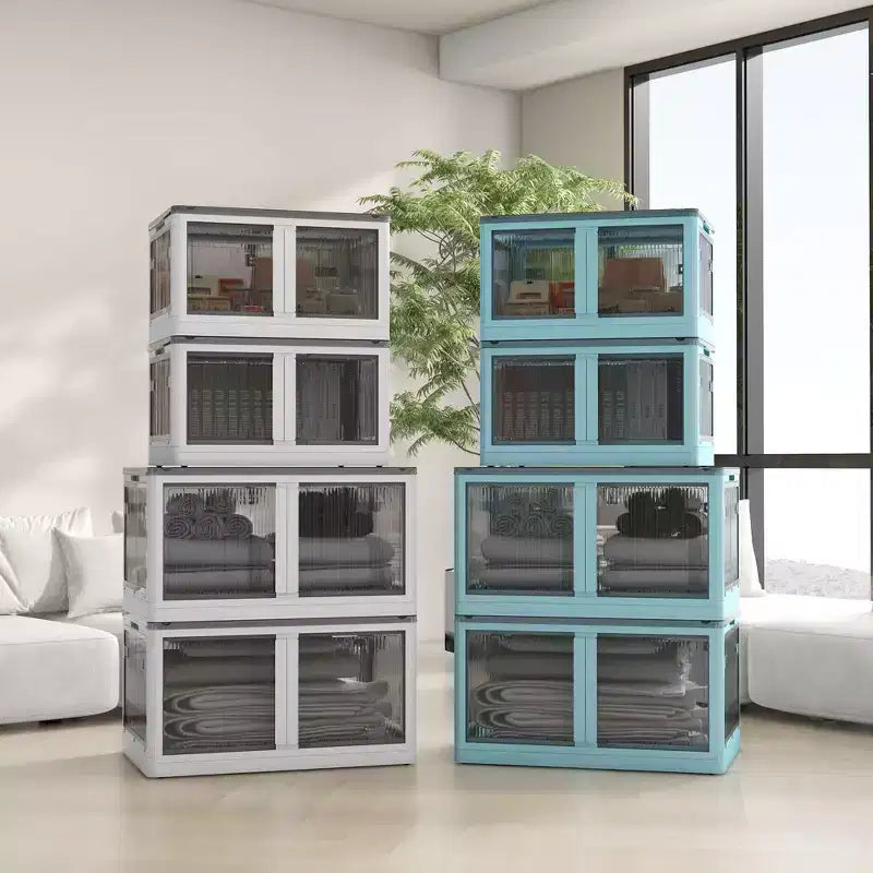 Boîtes de rangement pliables avec couvercles et roulettes, bac de rangement empilable pour chambre, salon, bureau