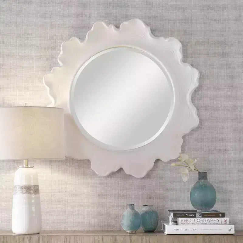 Miroir Mural Rond Blanc Mat 33 3/4