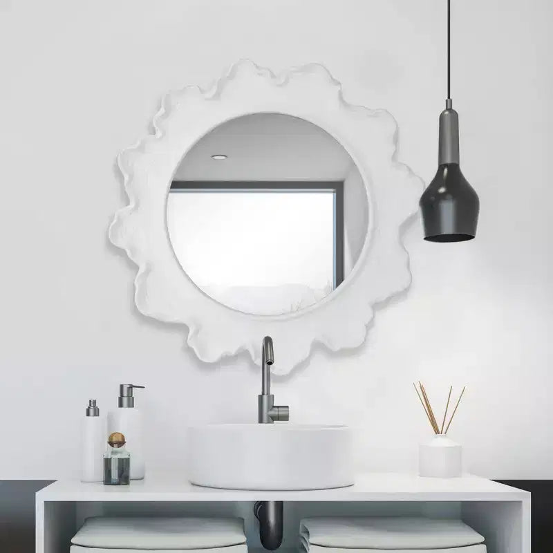 Miroir Mural Rond Blanc Mat 33 3/4