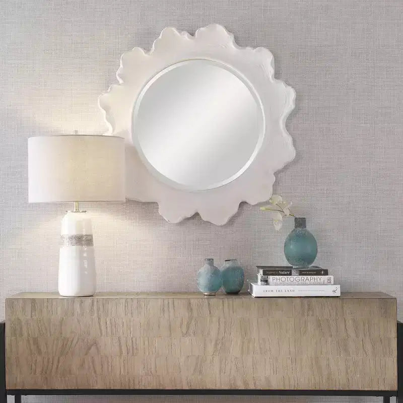 Miroir Mural Rond Blanc Mat 33 3/4