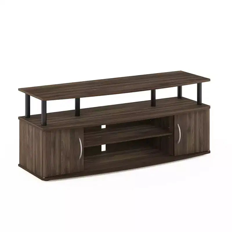 Meuble TV moderne, centre de divertissement pour TV jusqu'à 55 pouces avec meuble de rangement à 2 portes, Noyer Columbia/Noir