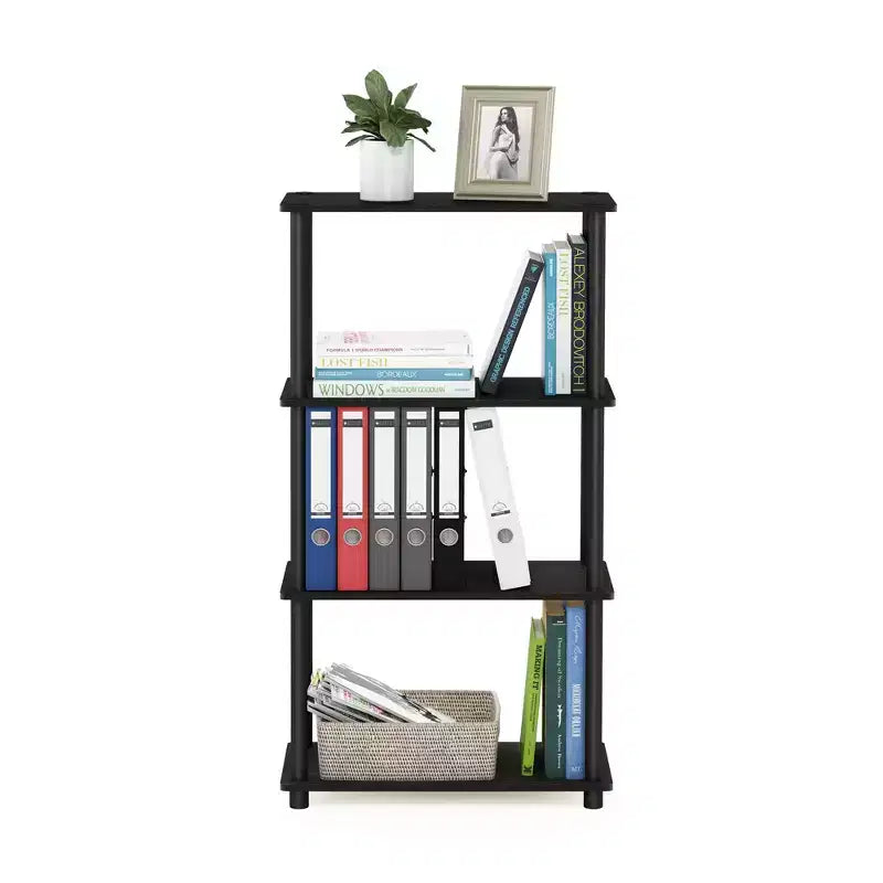 Étagère décorative en forme d'échelle à 4 niveaux, étagère polyvalente ouverte, présentoir, étagères de rangement pour salle de bain, cuisine, entrée, Espresso/Noir