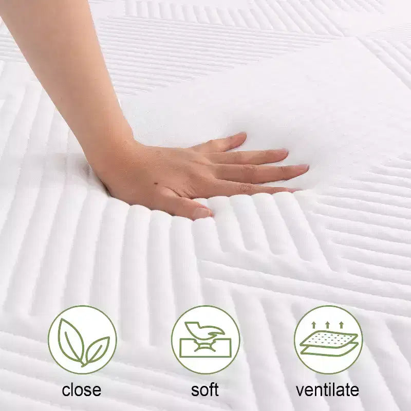 Matelas en mousse à mémoire de forme 10 pouces, basique, sans fibre de verre, sensation moyenne, couche rafraîchissante respirante, matériau certifié sûr