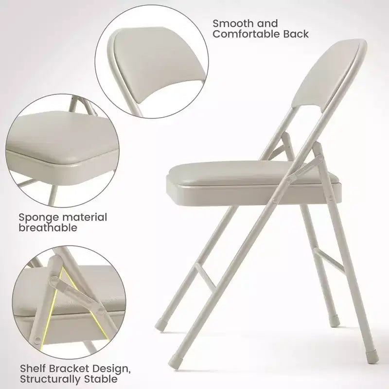 Chaises pliantes, chaises pliantes rembourrées en PU avec structure métallique supportant jusqu'à 158 kg