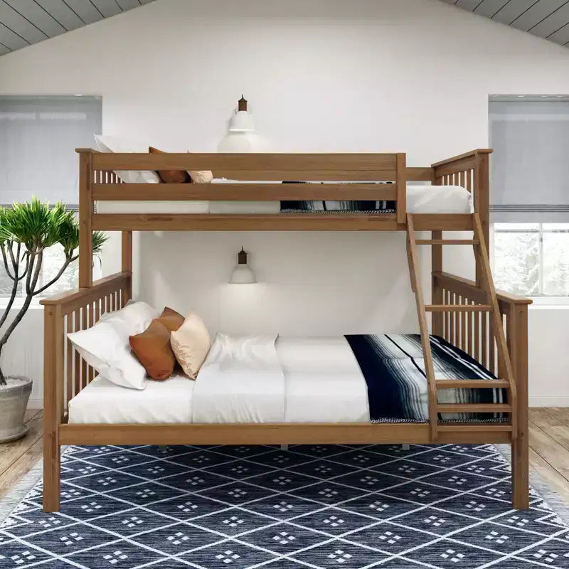 Lit superposé double XL sur grand (Queen size) en bois massif pour adulte