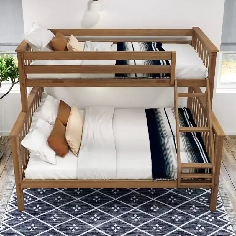 Lit superposé double XL sur grand (Queen size) en bois massif pour adulte