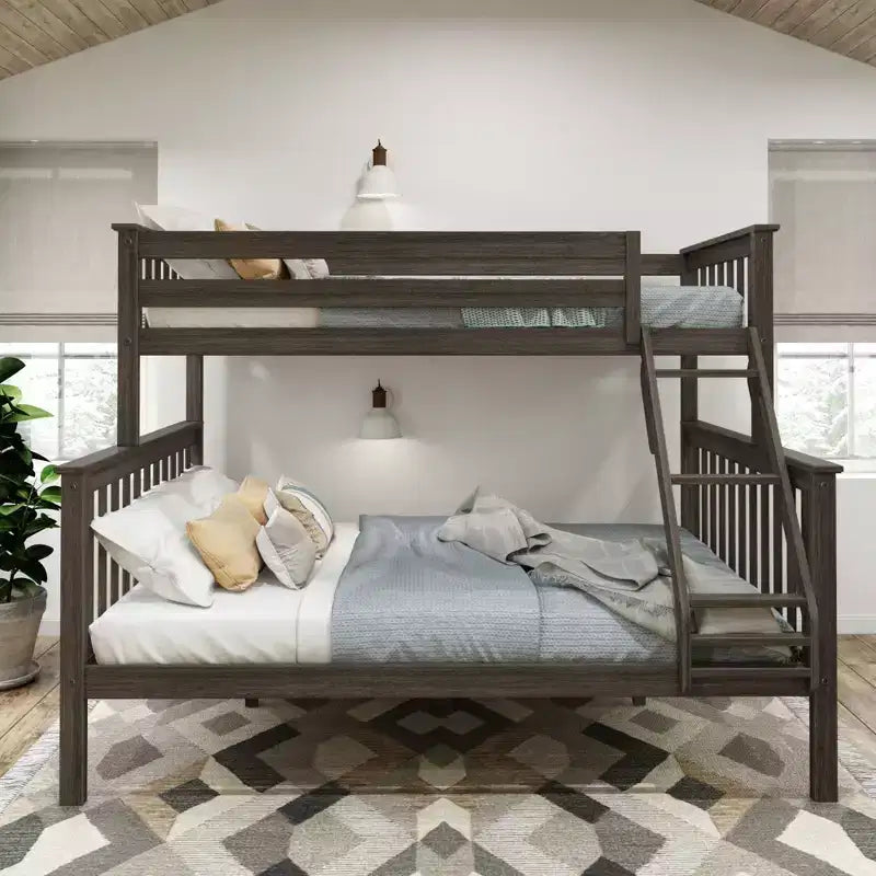 Lit superposé double XL sur grand (Queen size) en bois massif pour adulte