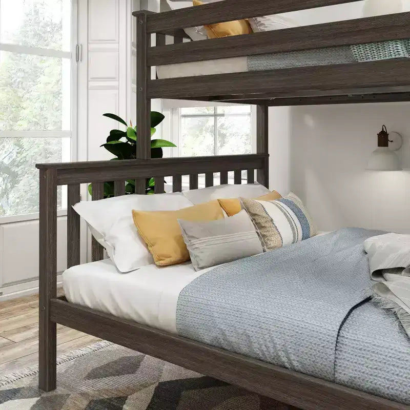 Lit superposé double XL sur grand (Queen size) en bois massif pour adulte