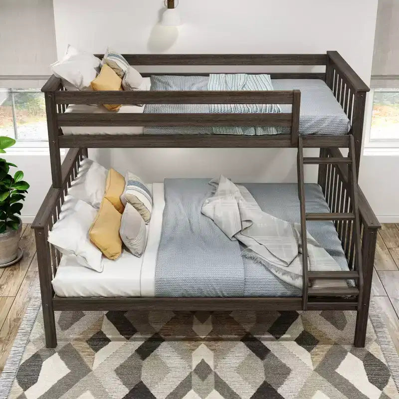 Lit superposé double XL sur grand (Queen size) en bois massif pour adulte