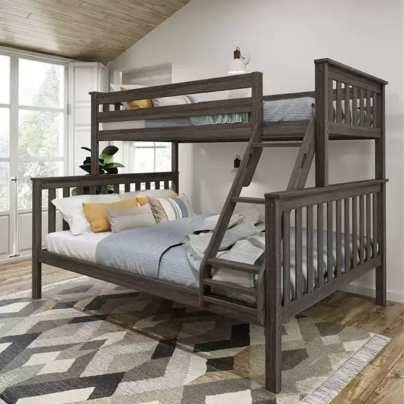 Lit superposé double XL sur grand (Queen size) en bois massif pour adulte
