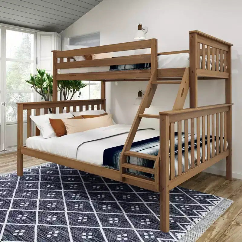 Lit superposé double XL sur grand (Queen size) en bois massif pour adulte