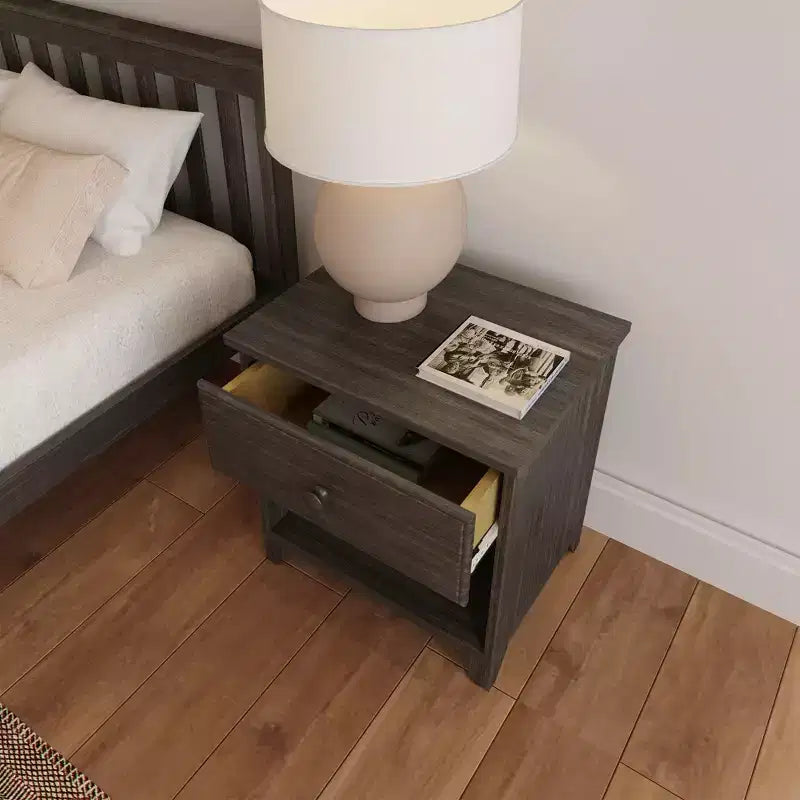 Table de chevet en bois massif avec 1 tiroir pour chambre à coucher