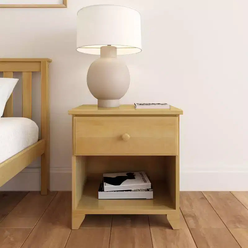 Table de chevet en bois massif avec 1 tiroir pour chambre à coucher