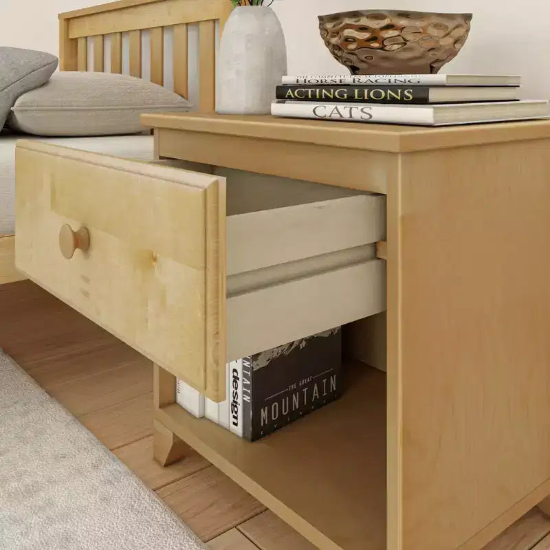 Table de chevet en bois massif avec 1 tiroir pour chambre à coucher