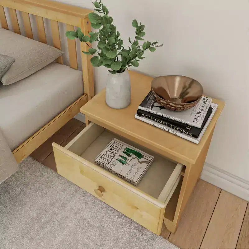 Table de chevet en bois massif avec 1 tiroir pour chambre à coucher