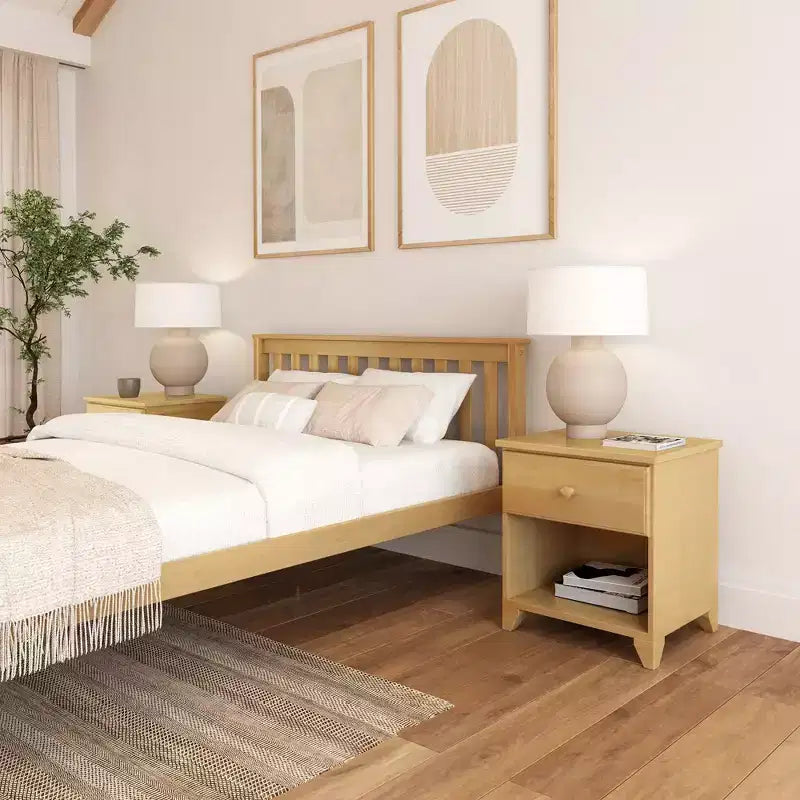 Table de chevet en bois massif avec 1 tiroir pour chambre à coucher