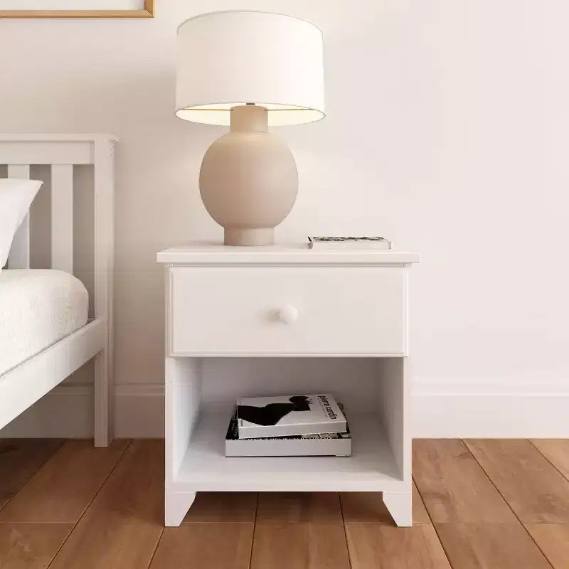 Table de chevet en bois massif avec 1 tiroir pour chambre à coucher