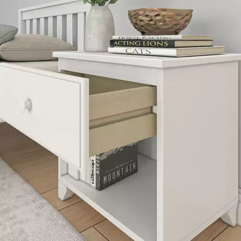 Table de chevet en bois massif avec 1 tiroir pour chambre à coucher