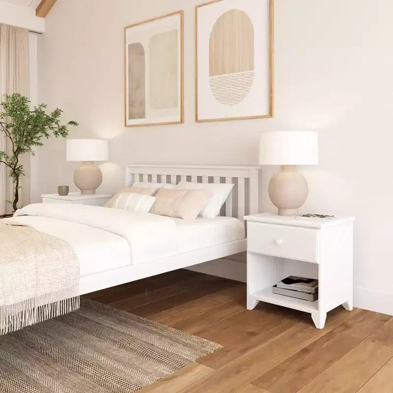 Table de chevet en bois massif avec 1 tiroir pour chambre à coucher