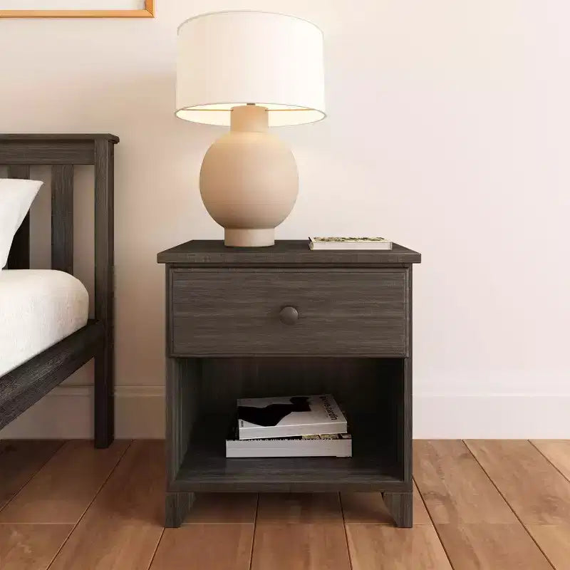 Table de chevet en bois massif avec 1 tiroir pour chambre à coucher