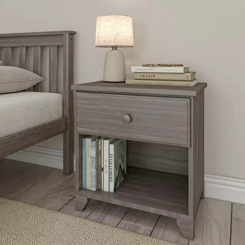 Table de chevet en bois massif avec 1 tiroir pour chambre à coucher