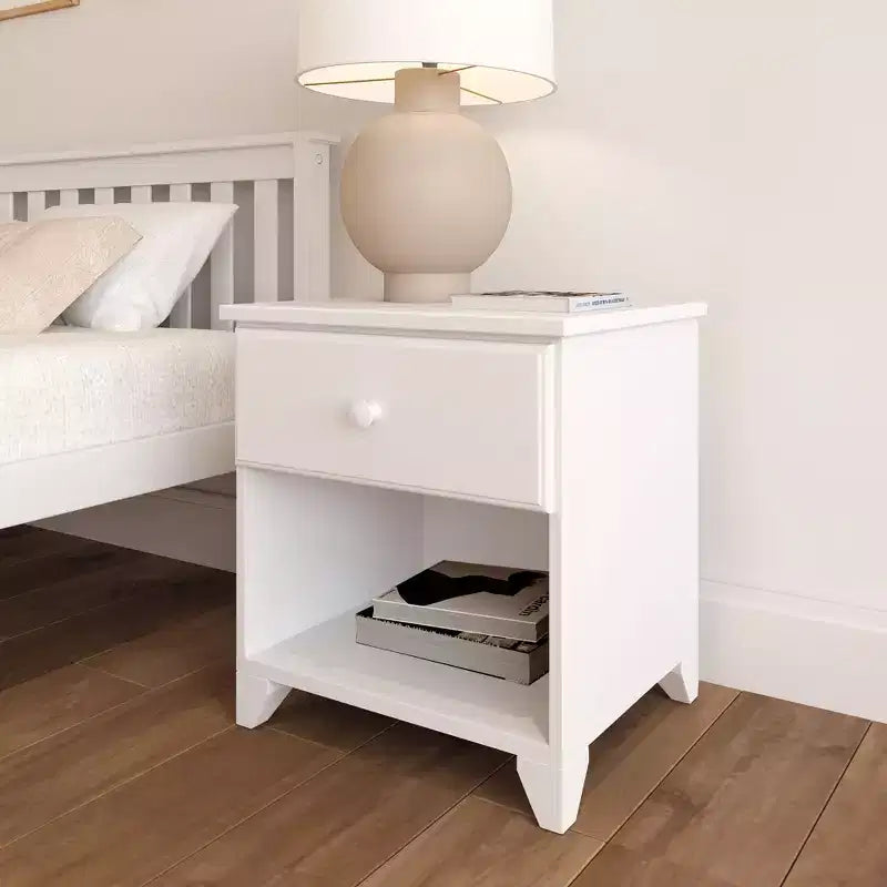 Table de chevet en bois massif avec 1 tiroir pour chambre à coucher
