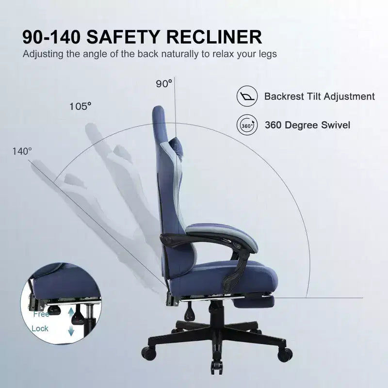 Chaise de bureau en tissu avec accoudoirs liés, fauteuil d'ordinateur ergonomique