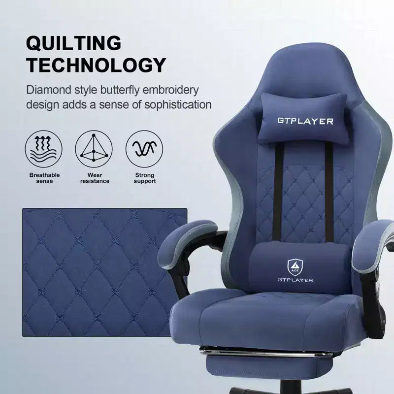 Chaise de bureau en tissu avec accoudoirs liés, fauteuil d'ordinateur ergonomique