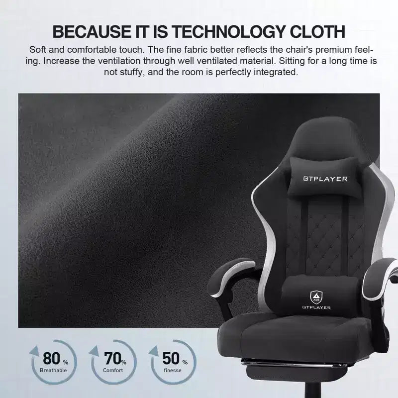 Chaise de bureau en tissu avec accoudoirs liés, fauteuil d'ordinateur ergonomique