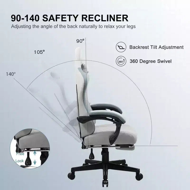 Chaise de bureau en tissu avec accoudoirs liés, fauteuil d'ordinateur ergonomique