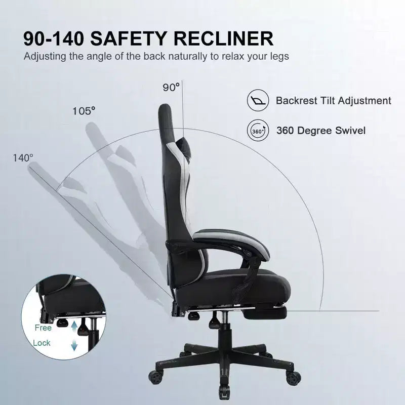 Chaise de bureau en tissu avec accoudoirs liés, fauteuil d'ordinateur ergonomique