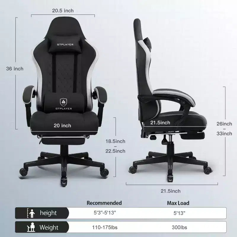 Chaise de bureau en tissu avec accoudoirs liés, fauteuil d'ordinateur ergonomique