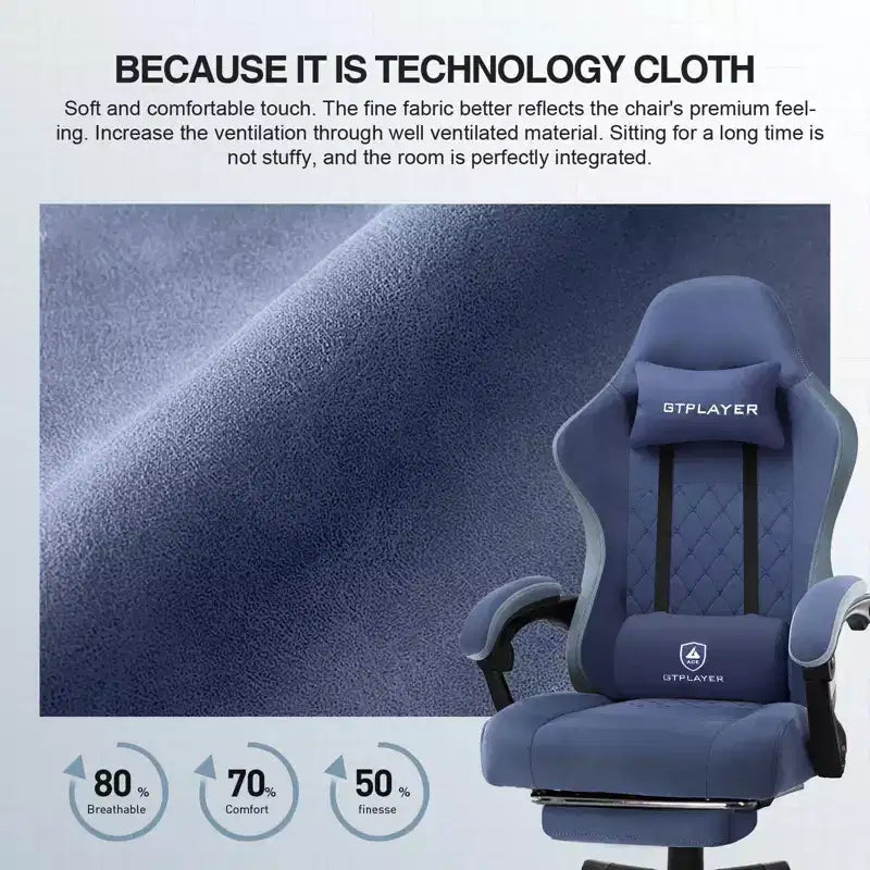 Chaise de bureau en tissu avec accoudoirs liés, fauteuil d'ordinateur ergonomique