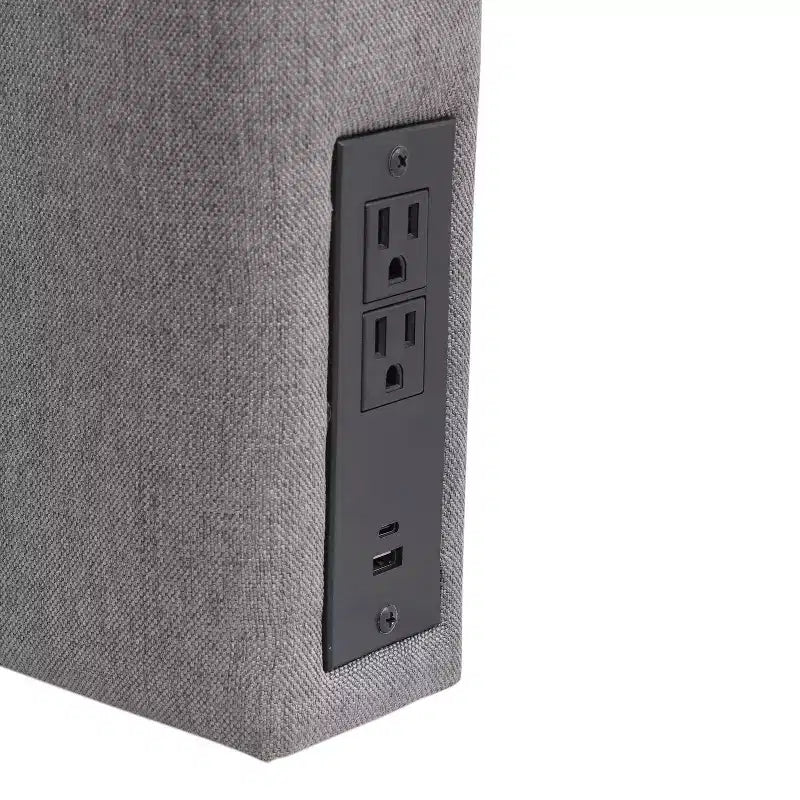 Tête de lit en faux lin avec revêtement élégant, deux options de suspension, station de charge avec 2 prises, port USB, port USB-C